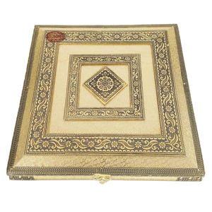 Golden Artificial Leather finish, Wooden Handmade Rajwadi Chocolate Box